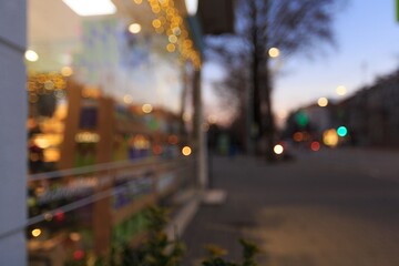 Christmas empty city street with light