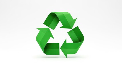 Obraz premium Green recycling symbol icon isolated on white background