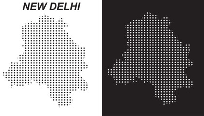 New Delhi Dot Map Vector, India Territory Digital Geometric Silhouette, Infographic Template, Point Scale Technology Concept EPS