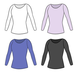 登山やスポーツで着用するアンダーウェア、レディース用のイラスト