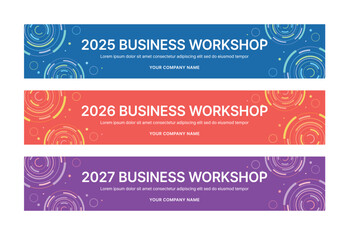 Modern business banner templates with abstract geometric patterns. Perfect for workshops, events, conferences, presentations, or branding projects, combining style and professionalism.