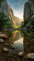 Mountain valley river reflection