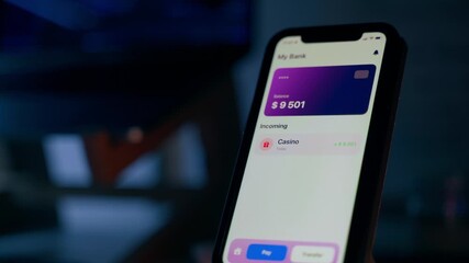 A fictional mobile app that simulates a banking app on your phone. Bank account balance growth. Casino winnings transfers - Powered by Adobe