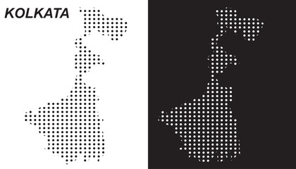 Kolkata Dot Map Vector, India Territory Digital Geometric Silhouette, Infographic Template, Point Scale Technology Concept EPS