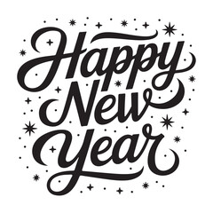 Fototapeta premium Happy New Year lettering festive typography design with stars isolated vector illustration for holid