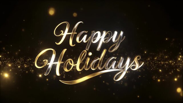 Golden Happy Holidays greetings shimmer with festive light, perfect for elegant seasonal messages and warm holiday wishes