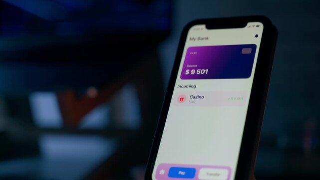 A fictional mobile app that simulates a banking app on your phone. Bank account balance growth. Casino winnings transfers