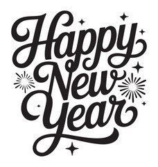 Happy New Year lettering festive vector typography design for holiday greeting cards and decorations