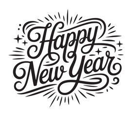 Happy New Year lettering festive typography design vector illustration for holiday greetings and cel © Awais