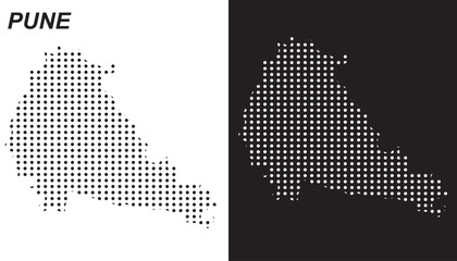 Pune Dot Map Vector, India Territory Digital Geometric Silhouette, Infographic Template, Point Scale Technology Concept EPS