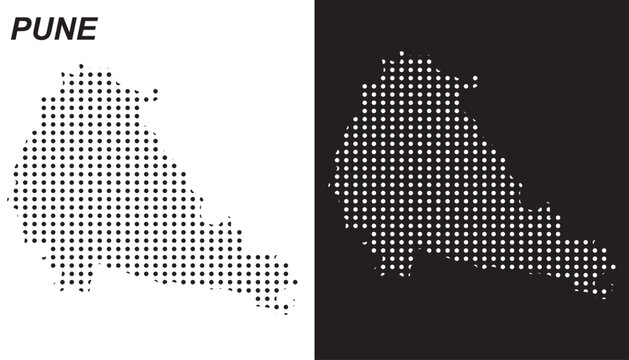 Pune Dot Map Vector, India Territory Digital Geometric Silhouette, Infographic Template, Point Scale Technology Concept EPS