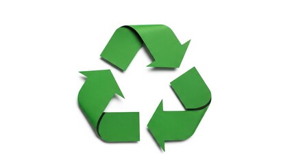 Green recycling symbol isolated on white background
