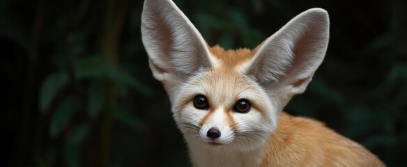 Obraz premium The fennec fox displaying its characteristic large ears prominently.