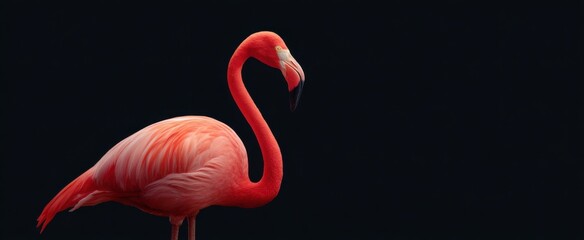 Naklejka premium The flamingo’s bright pink feathers radiate graceful calm as it stands on one leg