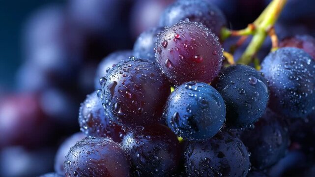 朝露に濡れた新鮮なぶどうのクローズアップ