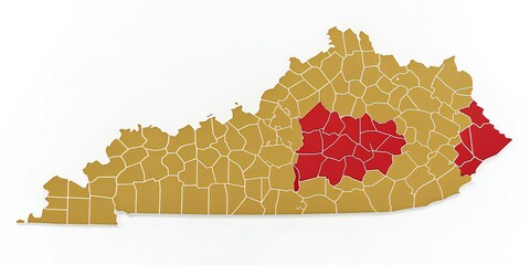 Kentucky State Map With Highlighted Regions county