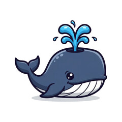 Naklejka premium Cute cartoon whale with water spouts and smiling expression