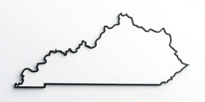Kentucky State Outline With Shadow On White silhouette