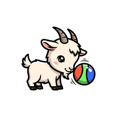 Obraz premium Playful Goat with Colorful Ball Ready for Fun and Adventure