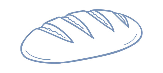 A simple hand-drawn illustration of a loaf of bread, done in a vector style. Ideal for culinary themes and food-related graphics.
