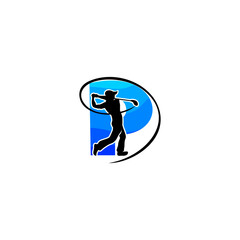 A dynamic golf player logo forming an alphabet shape. Clean line art style with an athletic swing motion, perfect for sports branding, golf clubs, tournaments, apparel, and professional identity.