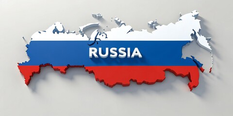 Obraz premium Russia map in Russian flag colors with text geography