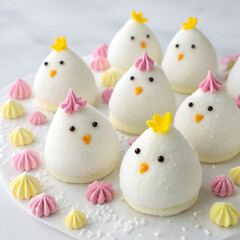 marshmallow chicks for eater on a white background