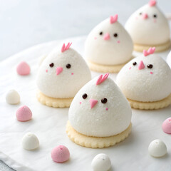 marshmallow chicks for eater on a white background