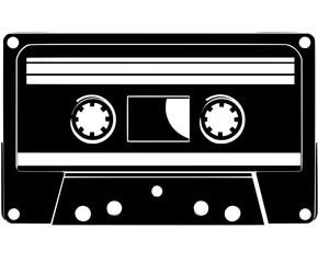 Obraz premium Vintage Nostalgia: Cassette Tape Flat Vector Icon | Clean, isolated vector art for creative projects.