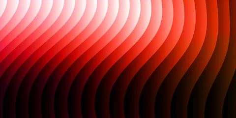 Fototapete Fraktale Wellen Neon ribbed fractal glass 3d background. Holographic vertical stripe pattern with vibrant purple blue yellow gradient. Abstract black bg, iridescent texture lines in radiant colors. 3D illustration    © sala