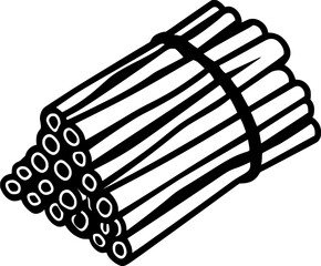 Black White Contrast: Cinnamon Stick Bundle | Clean, isolated vector art for creative projects.