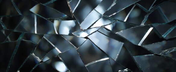 Naklejka premium broken mirror shards hauntingly scatter fractured reflections and shattered light whispers