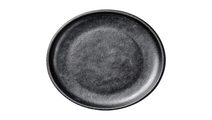 Elevate your dining experience with this sophisticated, textured black plate design isolated on a transparent background