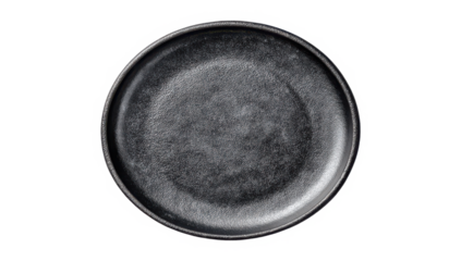 Elevate your dining experience with this sophisticated, textured black plate design isolated on a transparent background