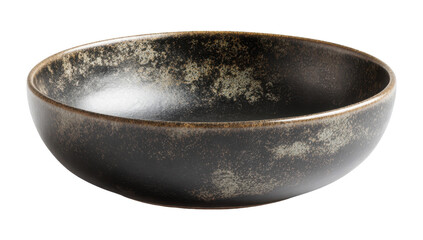 Rustic stoneware bowl with aged finish, perfect for culinary presentation and serving isolated on a transparent background