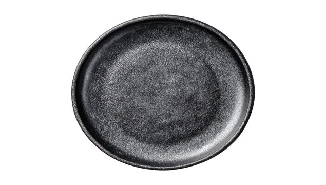 Elevate your dining experience with this sophisticated, textured black plate design isolated on a transparent background