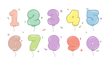 Cute Pastel Balloon Numbers