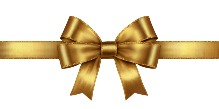 Golden Glamour: Luxurious Ribbon Bow on Black Background