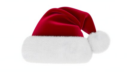 Red Santa Hat with White Fur Trim and Pom Christmas hat