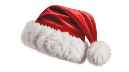 Red Santa Hat with White Fur Trim and Pom christmas