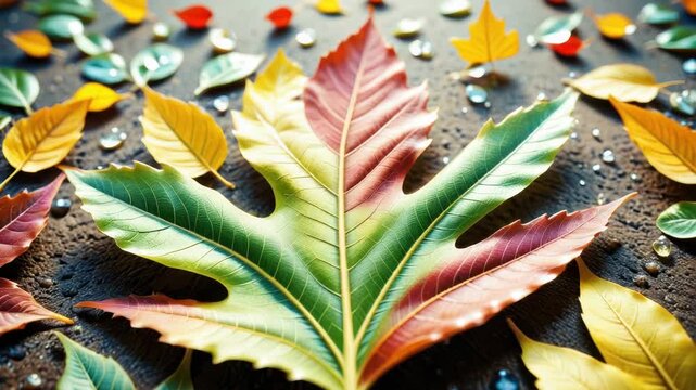 Video A close-up view of a single leaf lying on the ground, with intricate details and textures visible