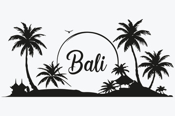 Bali travel concept sketch illustration vector
