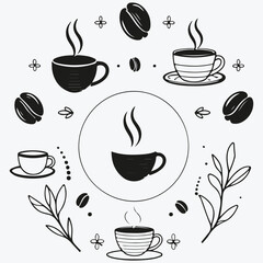 Minimalist cafe badges sketch illustration vector