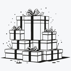 present boxes pile sketch illustration vector