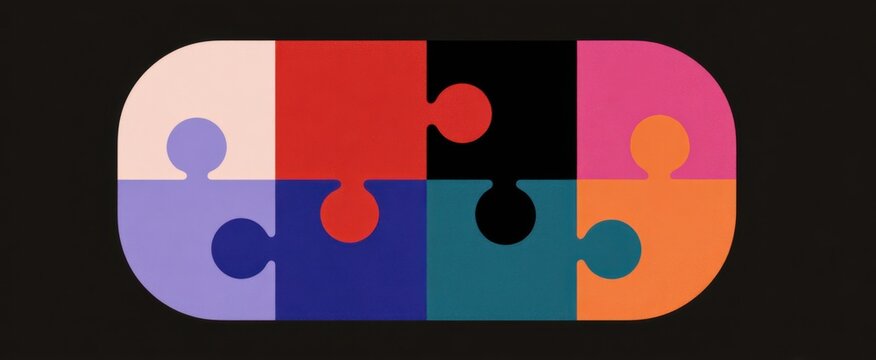 Interlocking shapes evoke satisfaction as they unite into a harmonious visual puzzle.