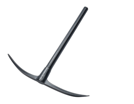 Steel Crowbar with Curved End for Leverage and Opening, Transparent Background