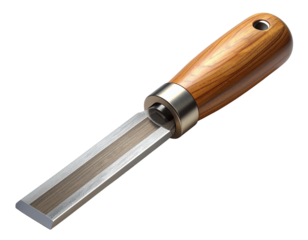 Sharp Steel Blade Chisel with Polished Wooden Grip for DIY and Craft Projects