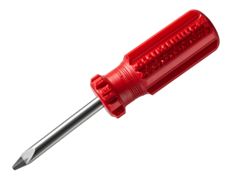 Classic Flathead Screwdriver with Red Grip Cutout PNG