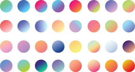 Colorful Gradient Spheres: A vibrant display of gradient-filled spheres, each radiating with unique color blends and transitions, creating an eye-catching visual of color variations.