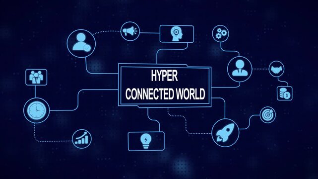Hyper Connected World Concept with Icons and Connections on Digital Background global